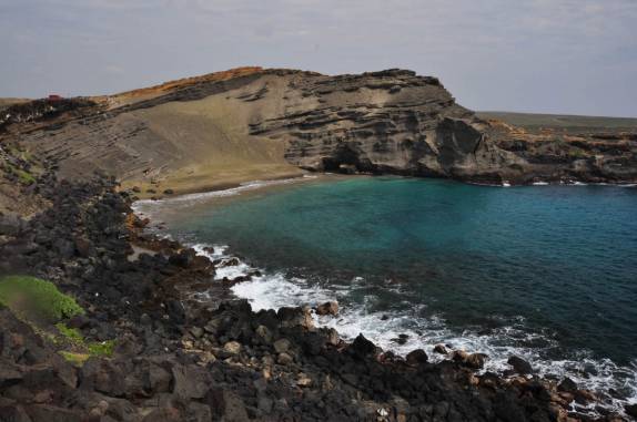 A bela praia de Green Sand Beach, no sul da Big Island, no Havaí